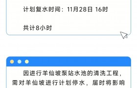 注意！度假区这些片区后天将计划停水8小时