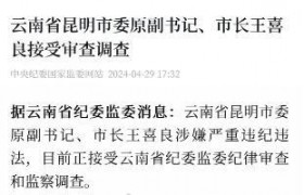 云南省昆明市委原副书记、市长王喜良接受审查调查